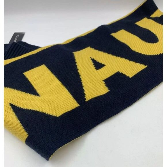 Nautica Mens Scarf Knit Spell Out Texture Warm Cozy Business Casual Preppy NEW - Picture 1 of 4